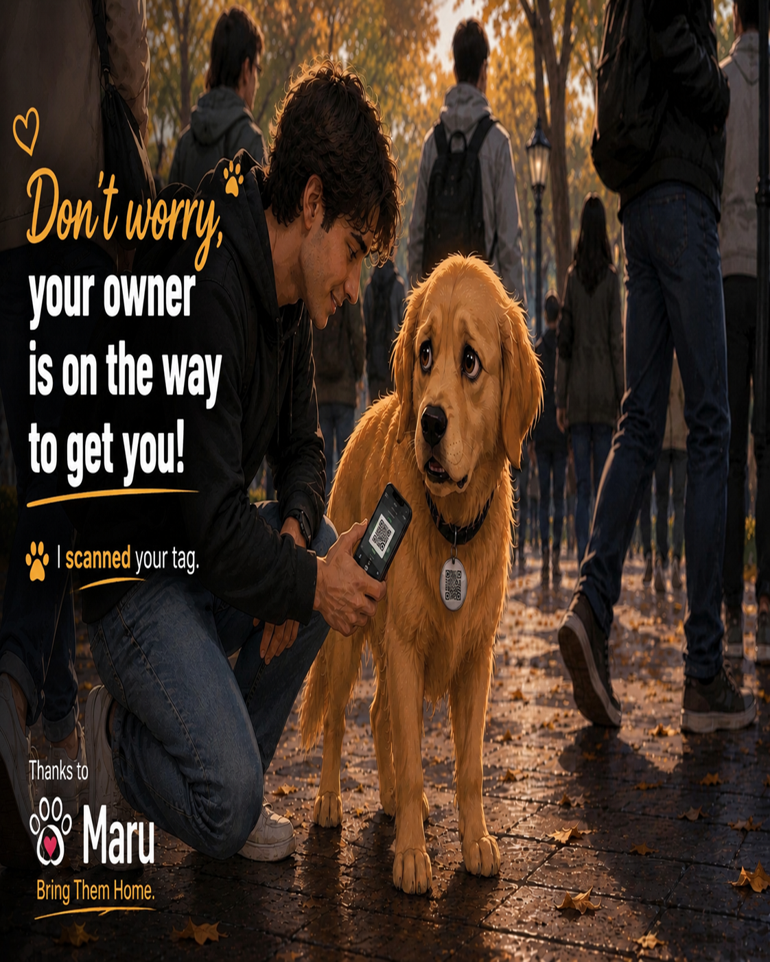 A person scanning Max's MaRu QR tag
